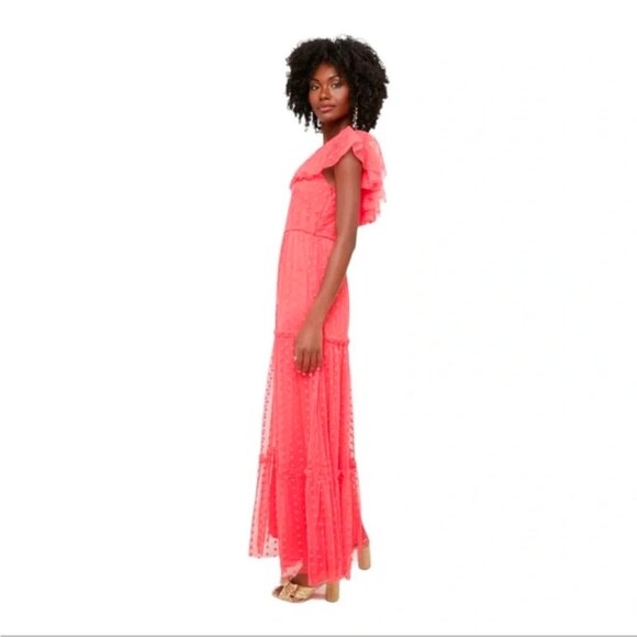 Tuckernuck tulle poppy pink Giselle maxidress gown - Picture 2 of 8